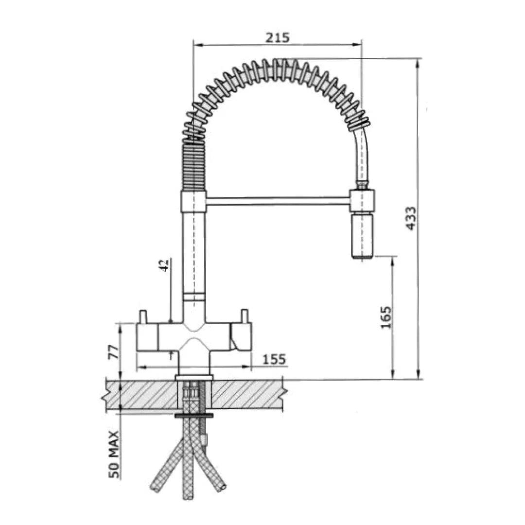 Milano Rubinetto da cucina a molla 3 vie 3/8” Cromo - AcquaVitale