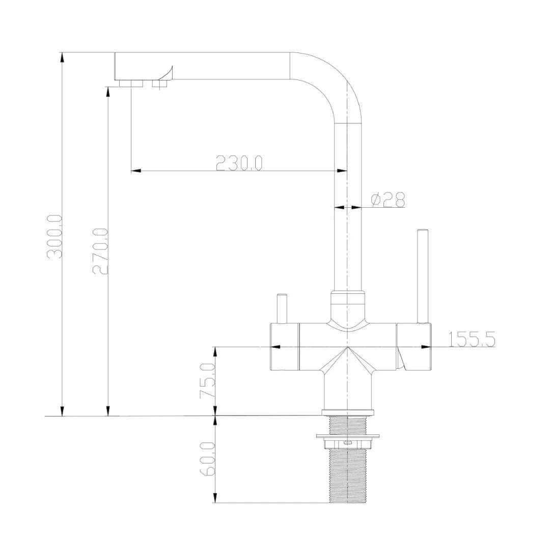 Miscelatore 520 Rubinetto da cucina 5 vie 3/8″ Nero Opaco