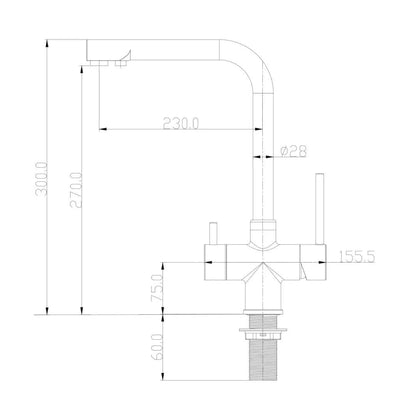 Miscelatore 520 Rubinetto da cucina 5 vie 3/8″ Nero Opaco