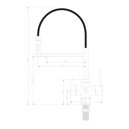 Miscelatore 560 Rubinetto da cucina con Doccetta in gomma 5 vie 3/8” Nickel Spazzolato