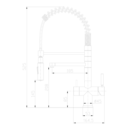 580 Rubinetto da cucina con Doccetta in gomma 5 vie Acciaio Inox Senza metalli pesanti 3/8” Nero Opaco