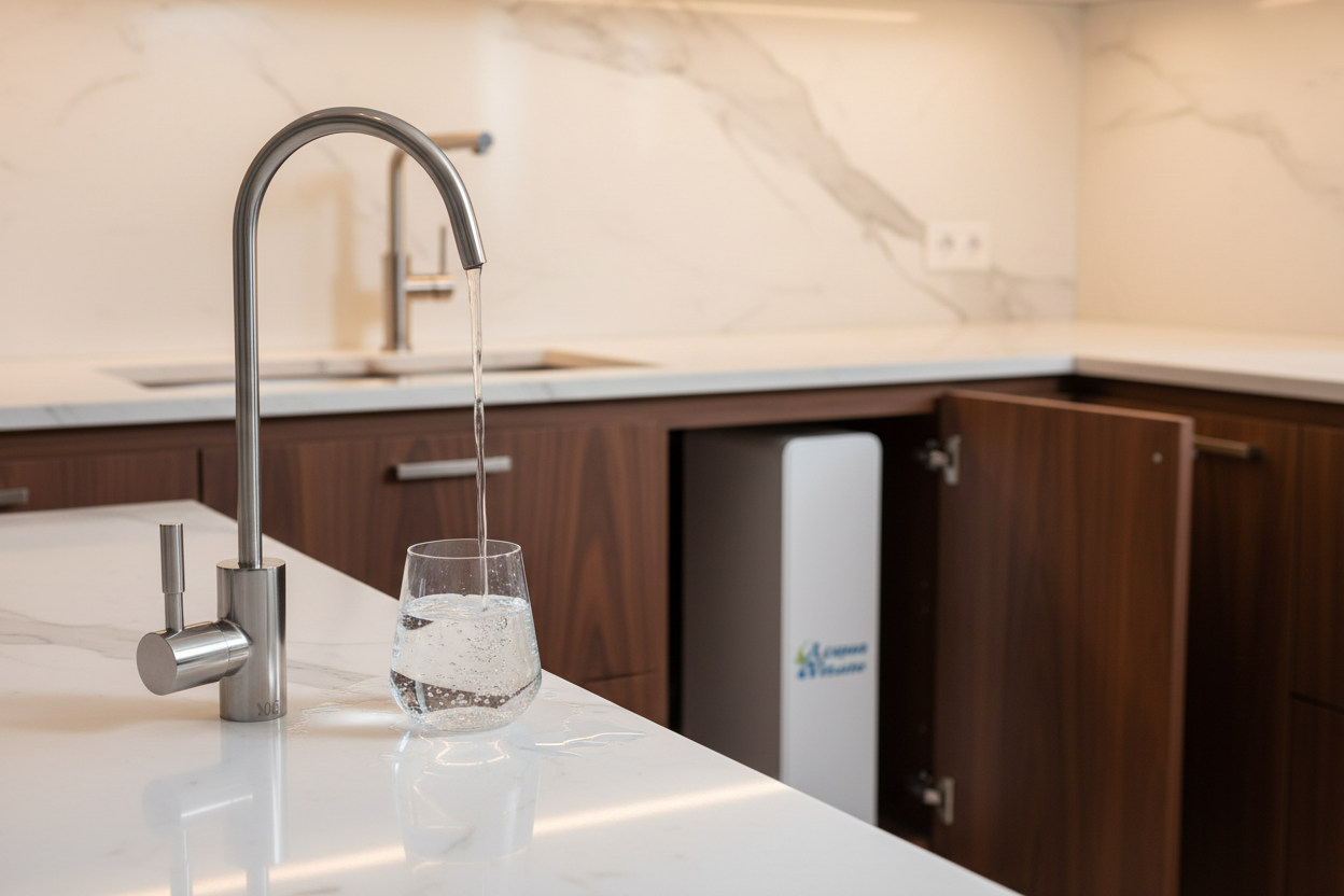 Osmia Elite bianco - rubinetto cucina legno scuro