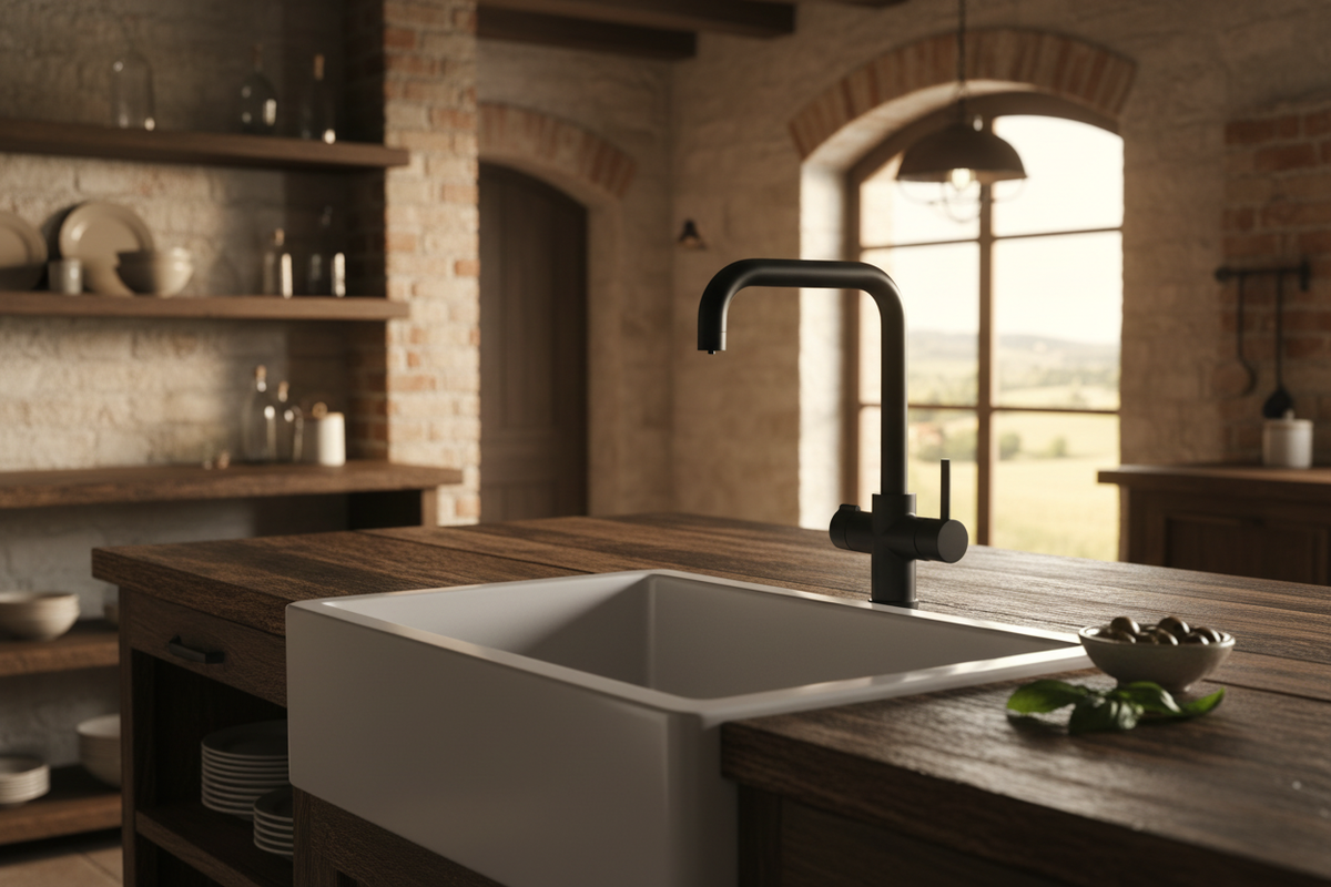 Rubinetto cucina legno scuro