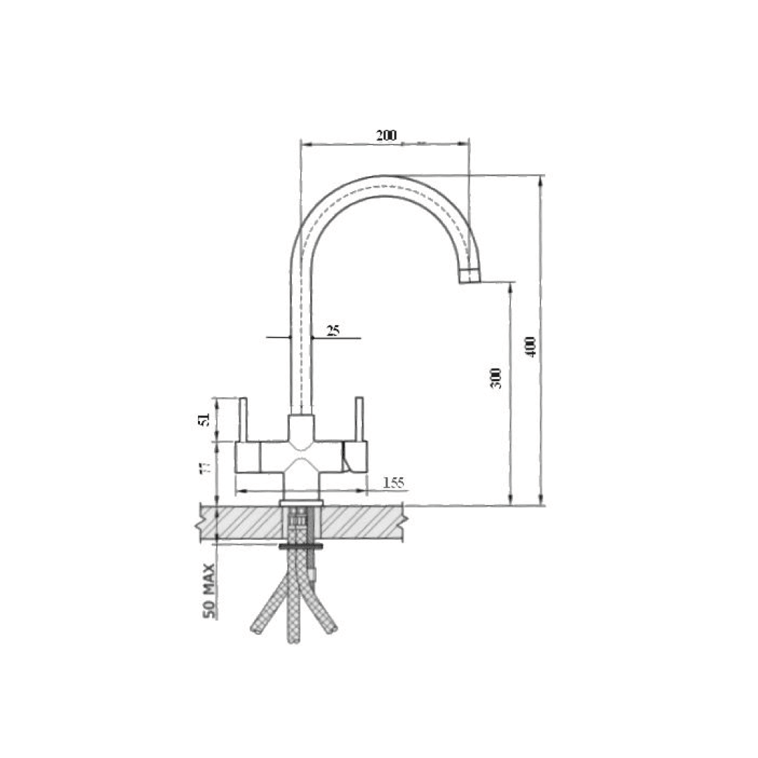 Verona Rubinetto da cucina 3 vie 3/8” Cromo - AcquaVitale